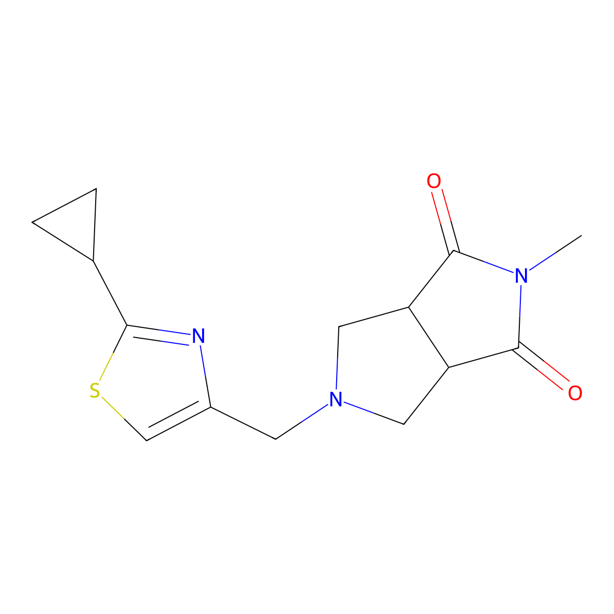 5-[(2-Cyclopropyl-1,3-thiazol-4-yl)methyl]-2-methyl-octahydropyrrolo[3,4-c]pyrrole-1,3-dione molecular structure, CAS 2415453-54-0
