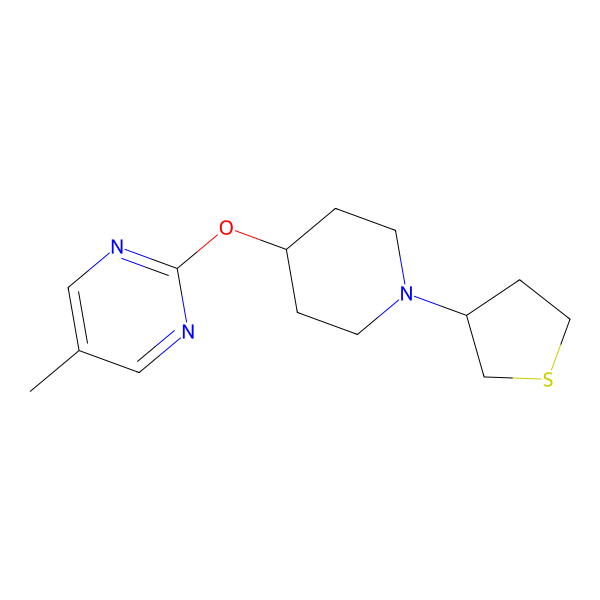 5-Methyl-2-{[1-(thiolan-3-yl)piperidin-4-yl]oxy}pyrimidine molecular structure, CAS 2415453-58-4