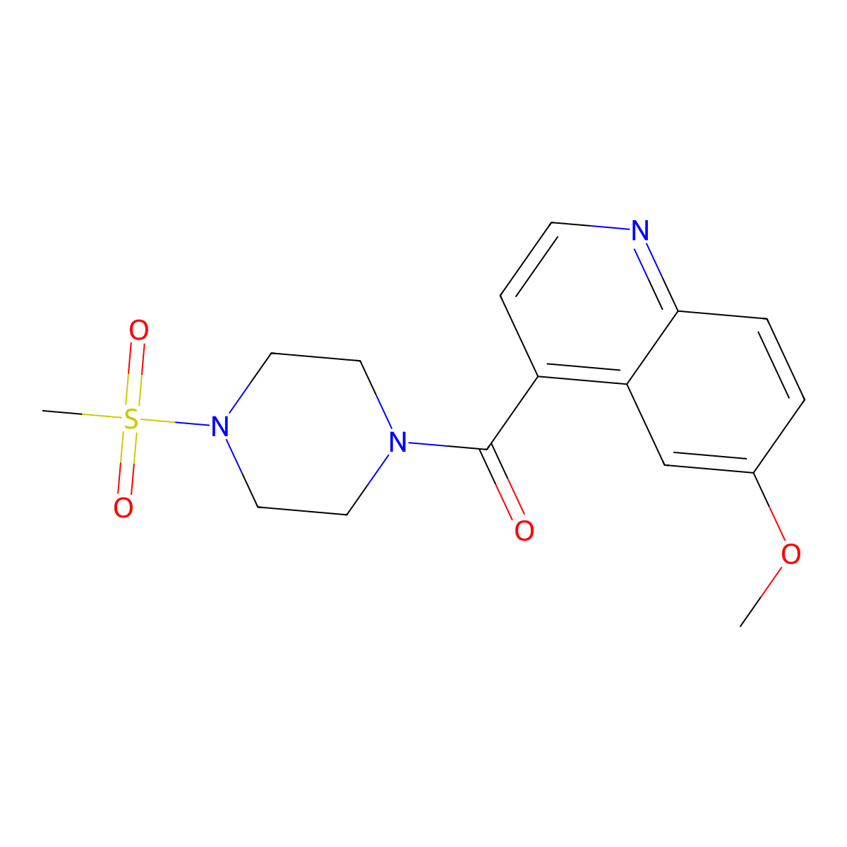 4-(4-Methanesulfonylpiperazine-1-carbonyl)-6-methoxyquinoline molecular structure, CAS 2415453-59-5