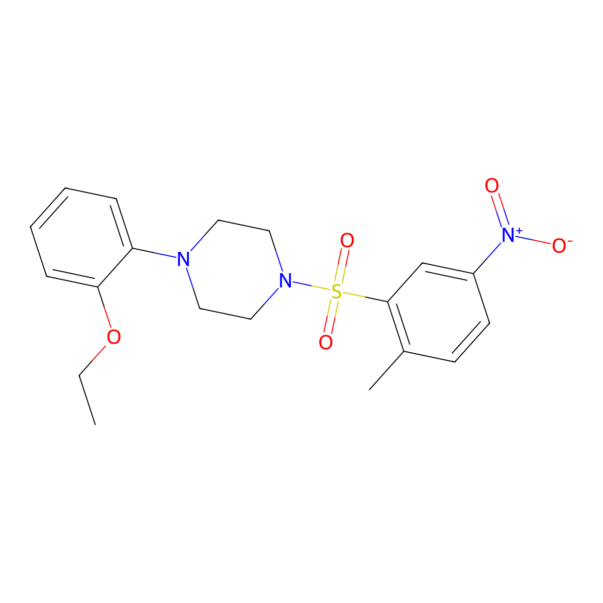 1-(2-Ethoxyphenyl)-4-(2-methyl-5-nitrobenzenesulfonyl)piperazine molecular structure, CAS 2415453-61-9