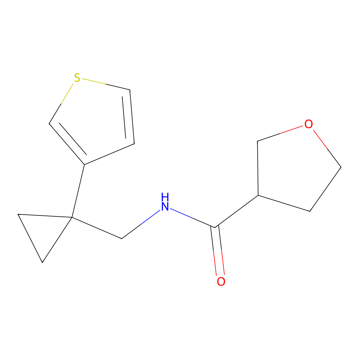 N-{[1-(thiophen-3-yl)cyclopropyl]methyl}oxolane-3-carboxamide molecular structure, CAS 2415453-68-6