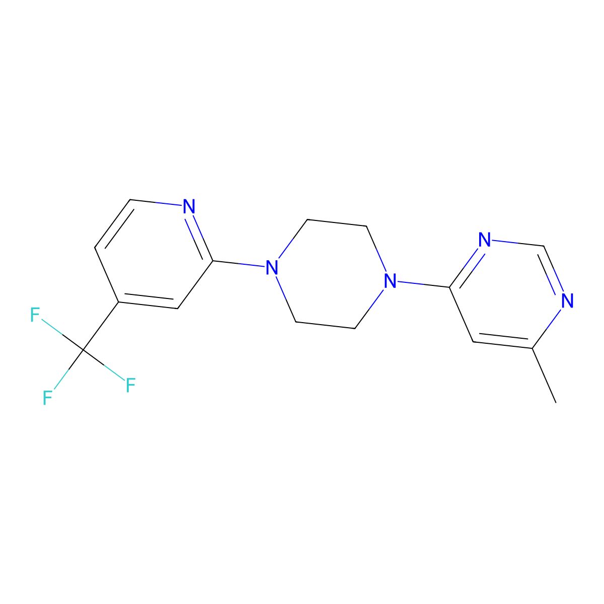 4-Methyl-6-{4-[4-(trifluoromethyl)pyridin-2-yl]piperazin-1-yl}pyrimidine molecular structure, CAS 2415453-72-2