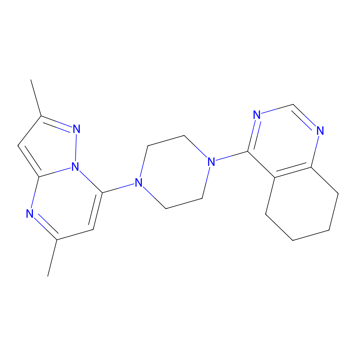4-(4-{2,5-Dimethylpyrazolo[1,5-a]pyrimidin-7-yl}piperazin-1-yl)-5,6,7,8-tetrahydroquinazoline molecular structure, CAS 2415453-74-4
