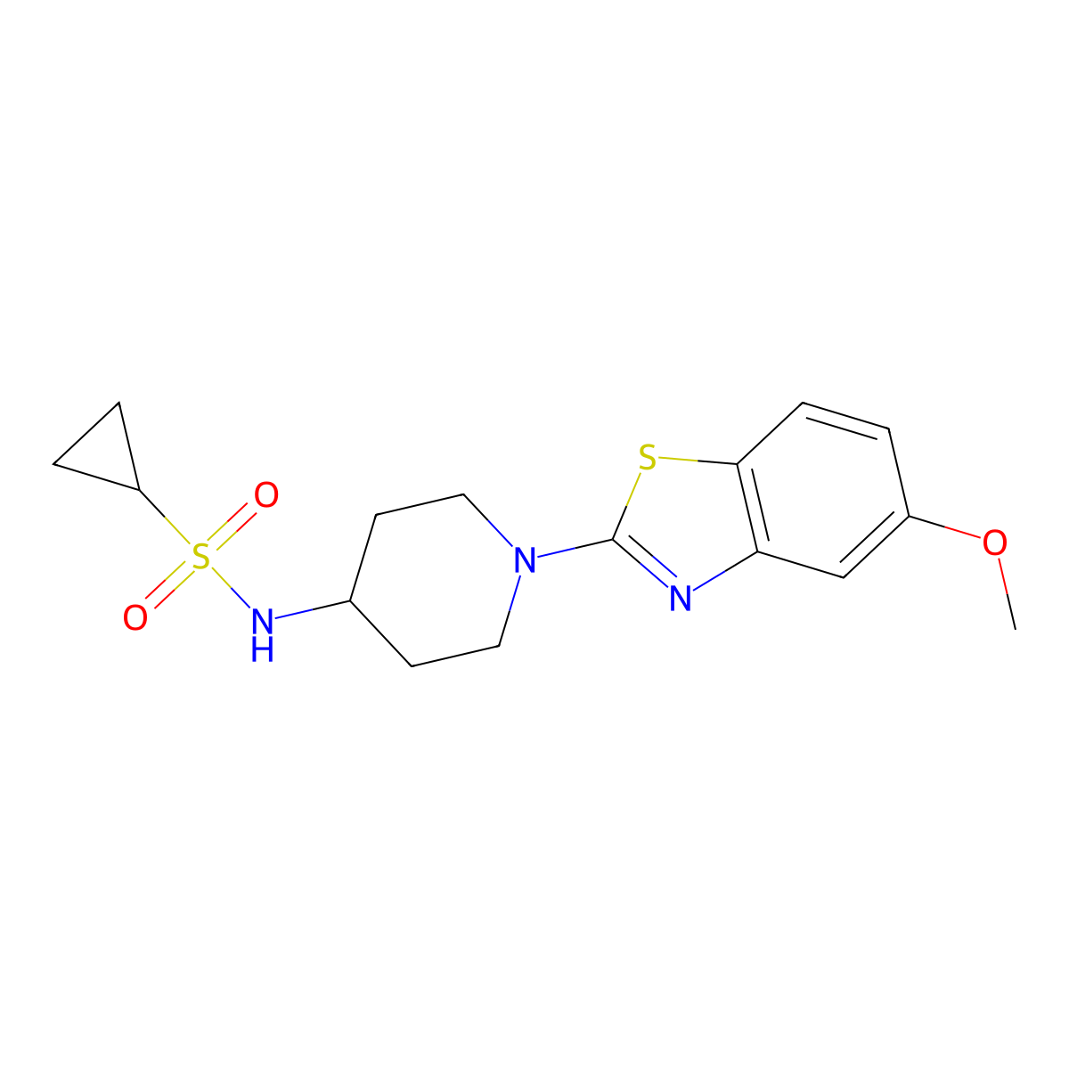 N-[1-(5-Methoxy-1,3-benzothiazol-2-yl)piperidin-4-yl]cyclopropanesulfonamide molecular structure, CAS 2415453-75-5