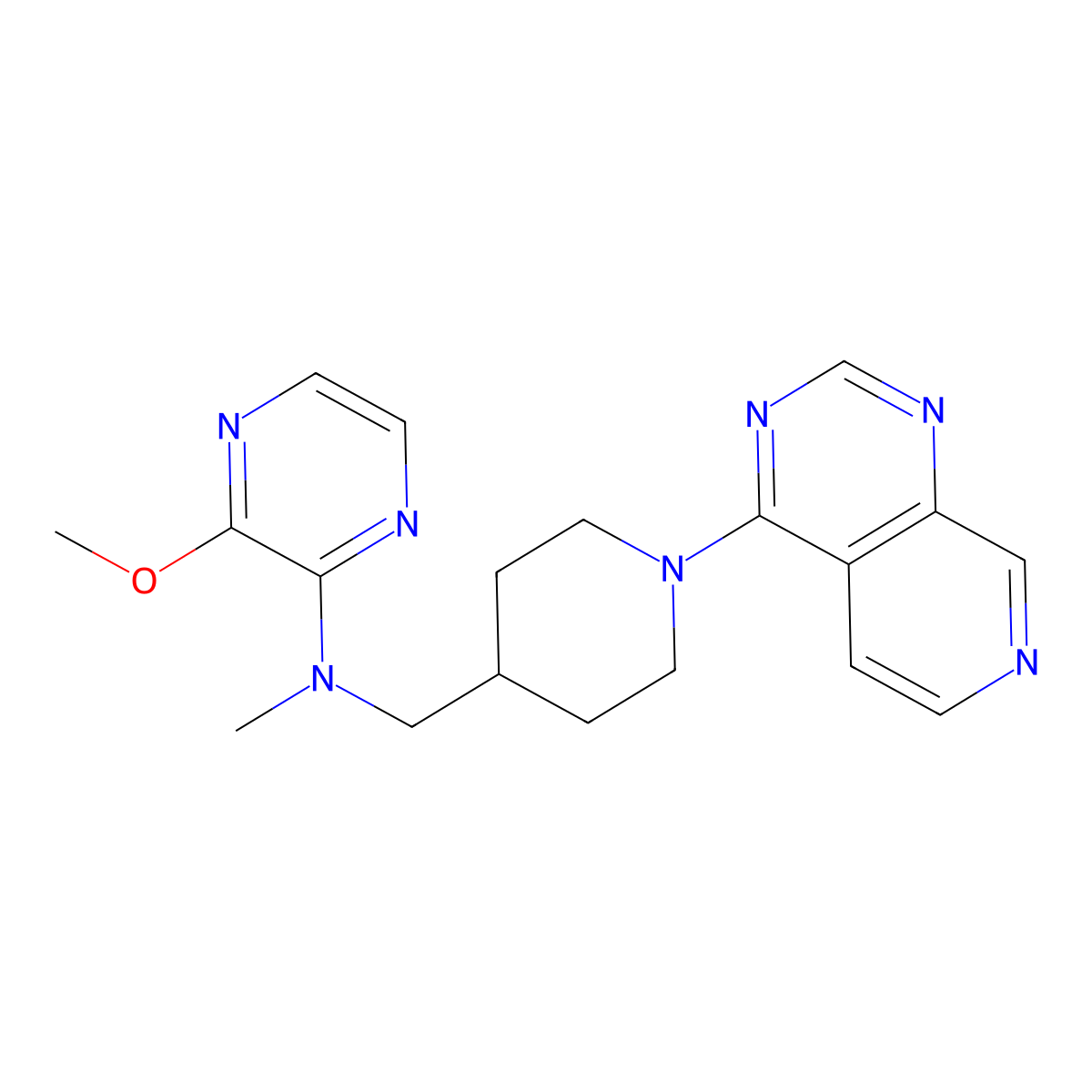 3-methoxy-N-methyl-N-[(1-{pyrido[3,4-d]pyrimidin-4-yl}piperidin-4-yl)methyl]pyrazin-2-amine molecular structure, CAS 2415453-77-7