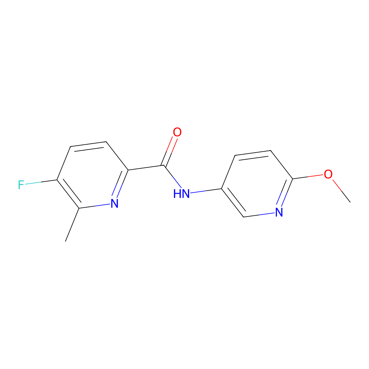 5-fluoro-N-(6-methoxypyridin-3-yl)-6-methylpyridine-2-carboxamide molecular structure, CAS 2415453-88-0