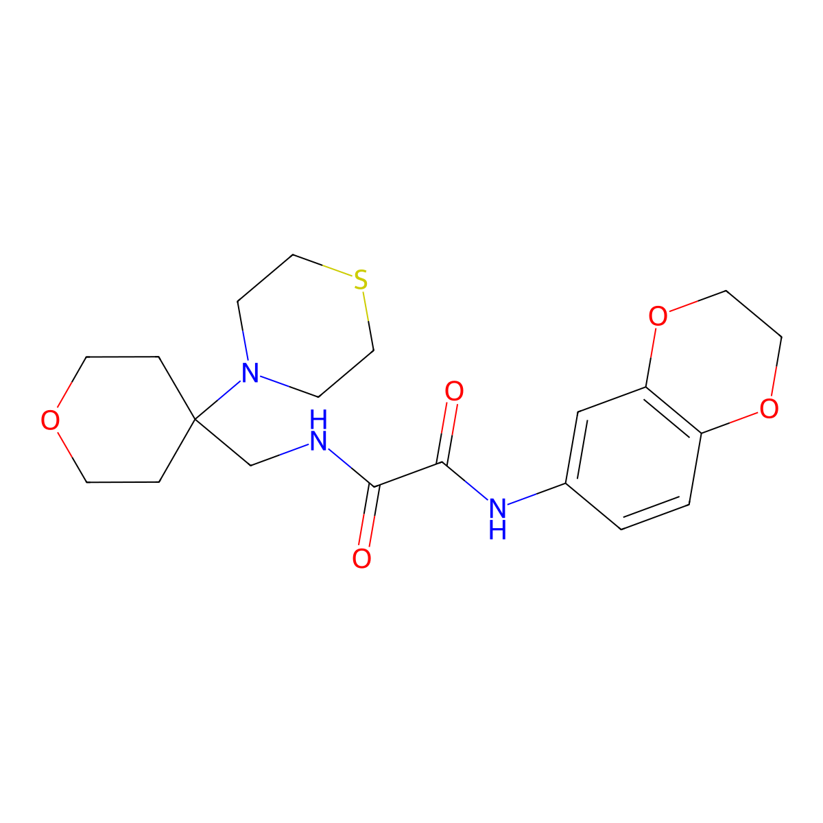 N'-(2,3-dihydro-1,4-benzodioxin-6-yl)-N-{[4-(thiomorpholin-4-yl)oxan-4-yl]methyl}ethanediamide molecular structure, CAS 2415453-90-4