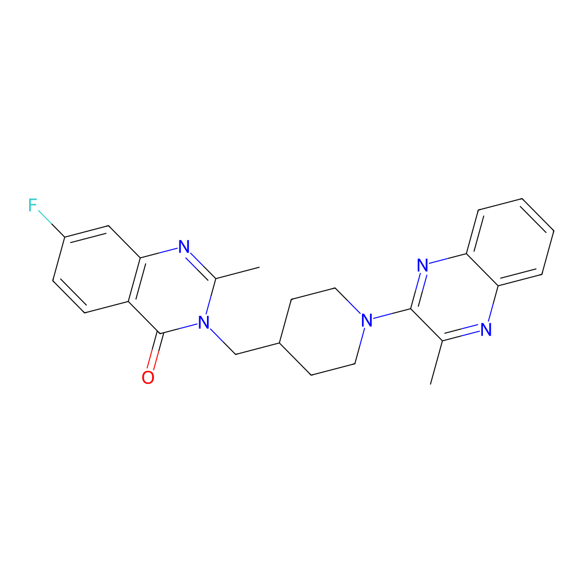7-Fluoro-2-methyl-3-{[1-(3-methylquinoxalin-2-yl)piperidin-4-yl]methyl}-3,4-dihydroquinazolin-4-one molecular structure, CAS 2415453-92-6