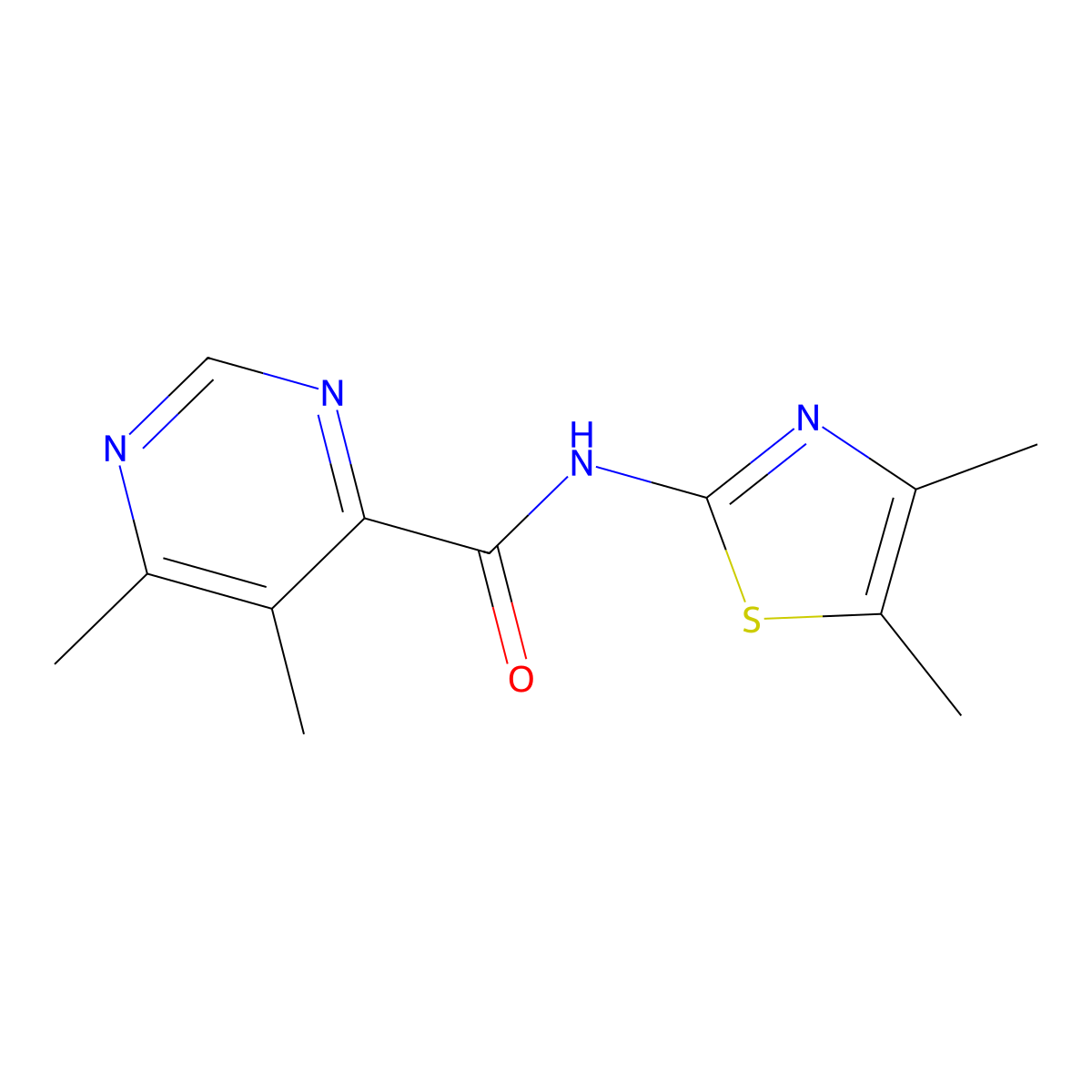 N-(4,5-Dimethyl-1,3-thiazol-2-yl)-5,6-dimethylpyrimidine-4-carboxamide molecular structure, CAS 2415453-93-7