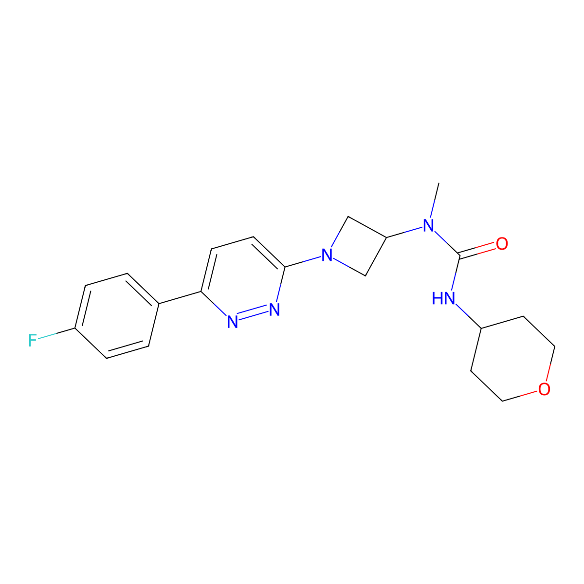 3-{1-[6-(4-Fluorophenyl)pyridazin-3-yl]azetidin-3-yl}-3-methyl-1-(oxan-4-yl)urea molecular structure, CAS 2415453-96-0