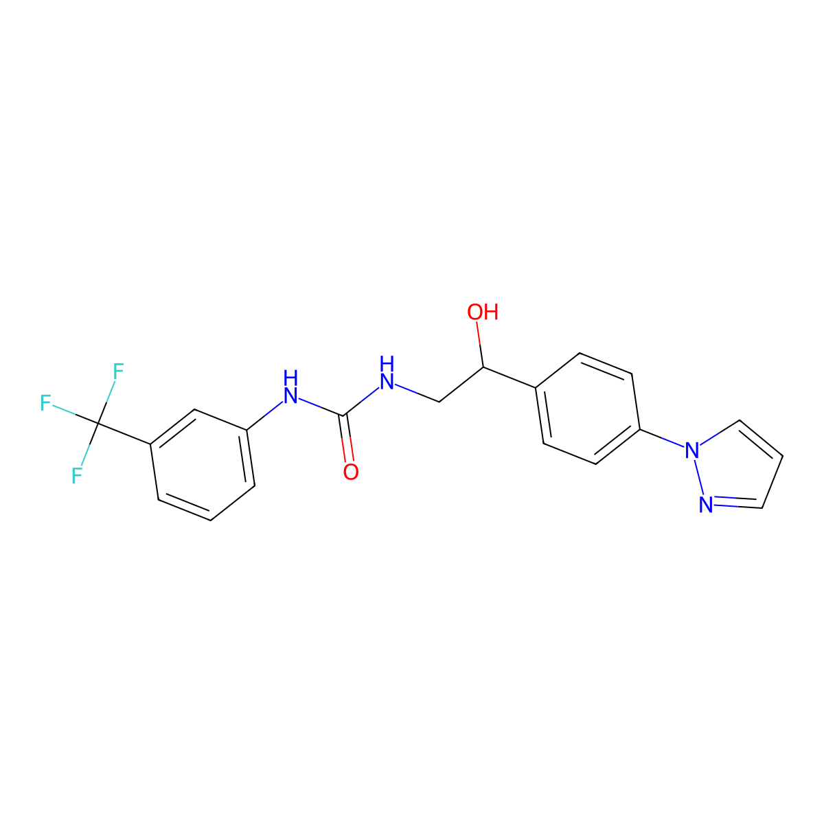 1-{2-hydroxy-2-[4-(1H-pyrazol-1-yl)phenyl]ethyl}-3-[3-(trifluoromethyl)phenyl]urea molecular structure, CAS 2415454-04-3