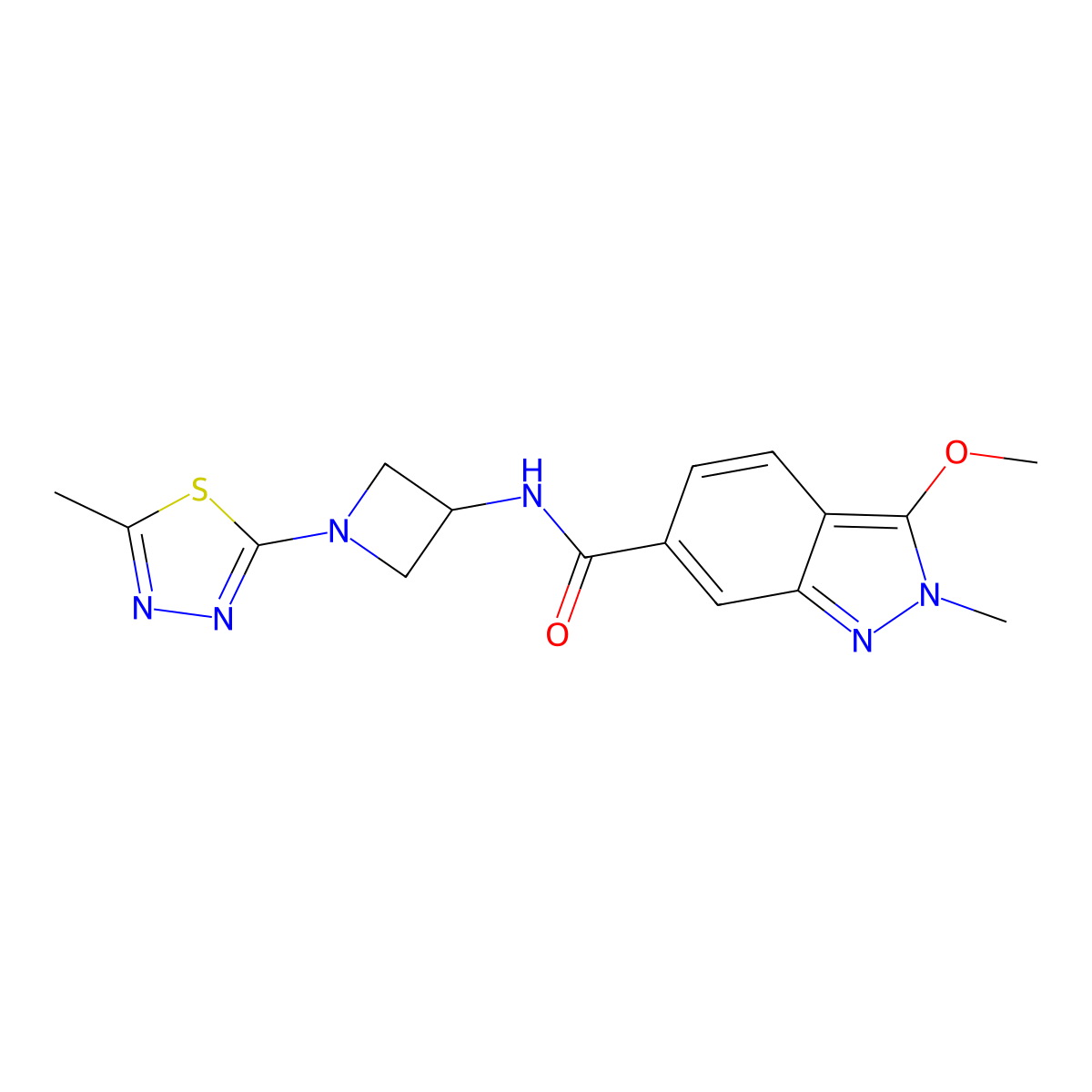 3-methoxy-2-methyl-N-[1-(5-methyl-1,3,4-thiadiazol-2-yl)azetidin-3-yl]-2H-indazole-6-carboxamide molecular structure, CAS 2415454-08-7