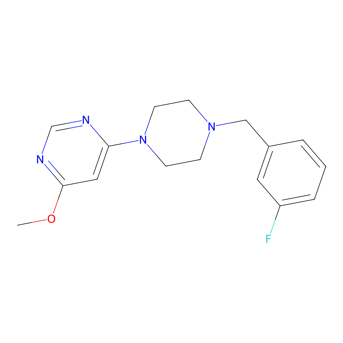 4-{4-[(3-Fluorophenyl)methyl]piperazin-1-yl}-6-methoxypyrimidine molecular structure, CAS 2415454-15-6