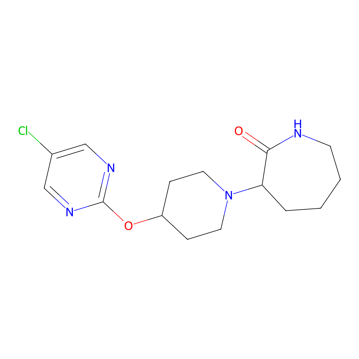 3-{4-[(5-Chloropyrimidin-2-yl)oxy]piperidin-1-yl}azepan-2-one molecular structure, CAS 2415454-16-7