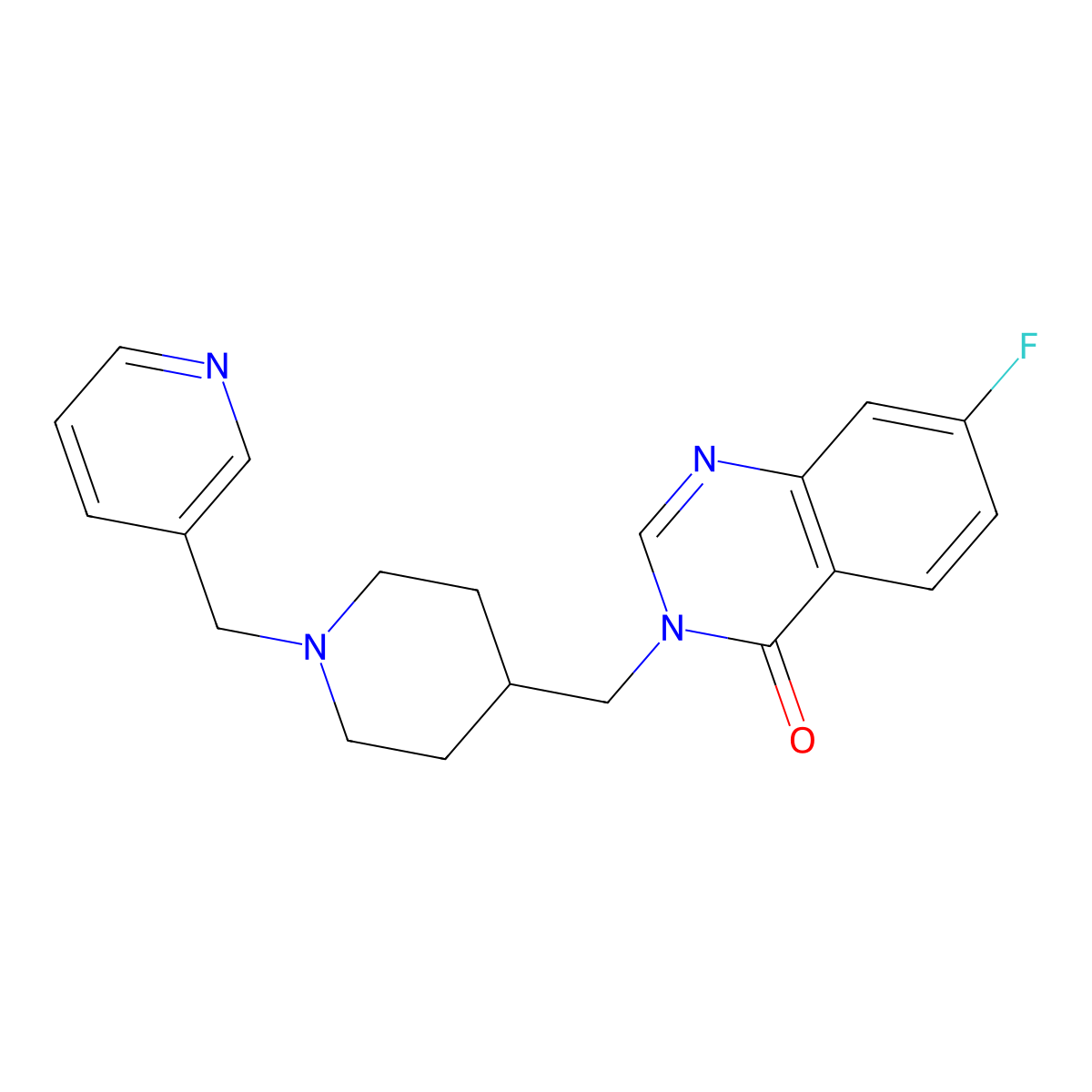 7-Fluoro-3-({1-[(pyridin-3-yl)methyl]piperidin-4-yl}methyl)-3,4-dihydroquinazolin-4-one molecular structure, CAS 2415454-17-8