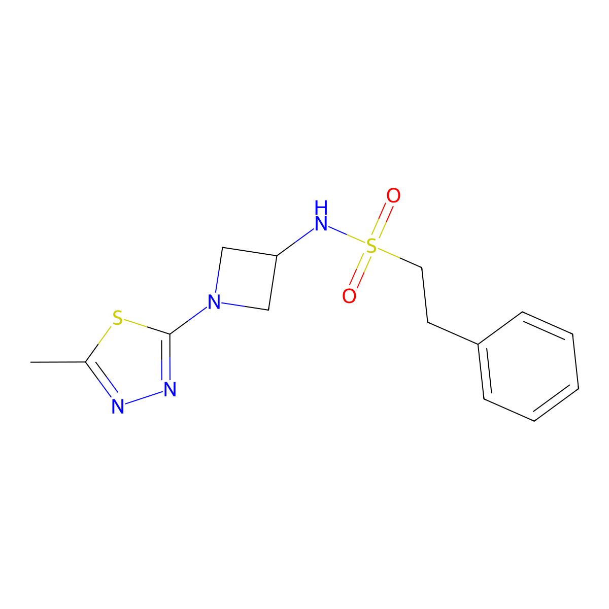 N-[1-(5-methyl-1,3,4-thiadiazol-2-yl)azetidin-3-yl]-2-phenylethane-1-sulfonamide molecular structure, CAS 2415454-20-3