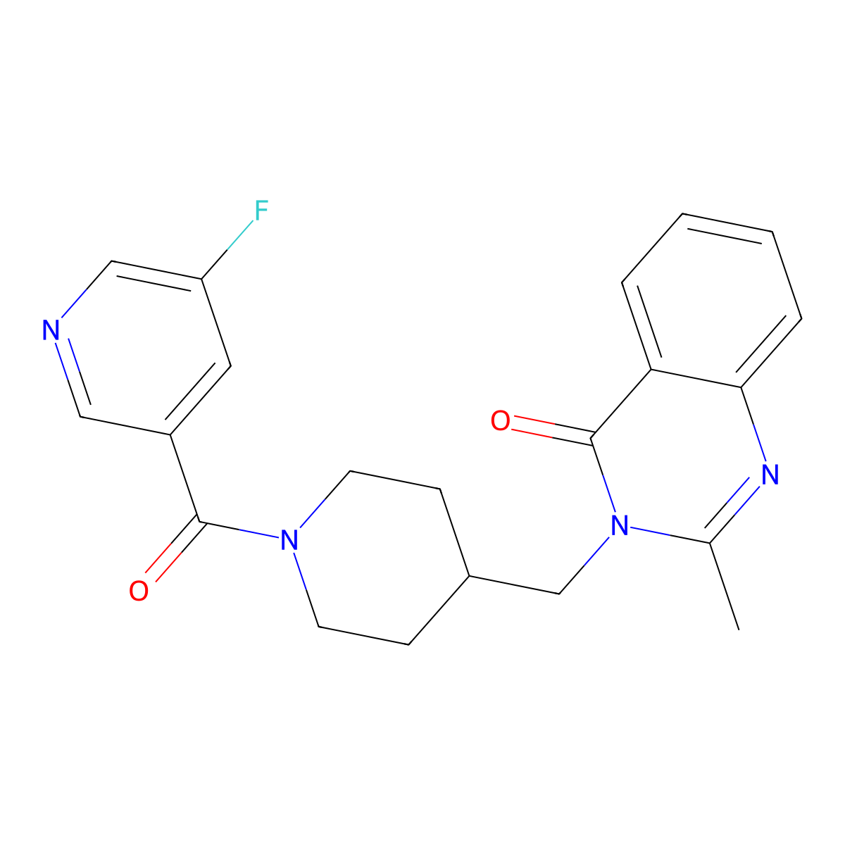 3-{[1-(5-Fluoropyridine-3-carbonyl)piperidin-4-yl]methyl}-2-methyl-3,4-dihydroquinazolin-4-one molecular structure, CAS 2415454-21-4