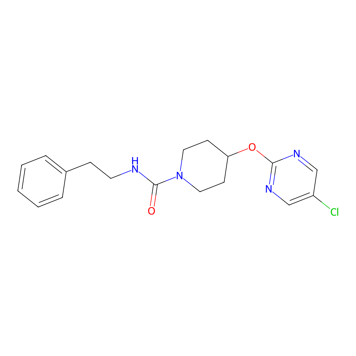 4-[(5-chloropyrimidin-2-yl)oxy]-N-(2-phenylethyl)piperidine-1-carboxamide molecular structure, CAS 2415454-26-9