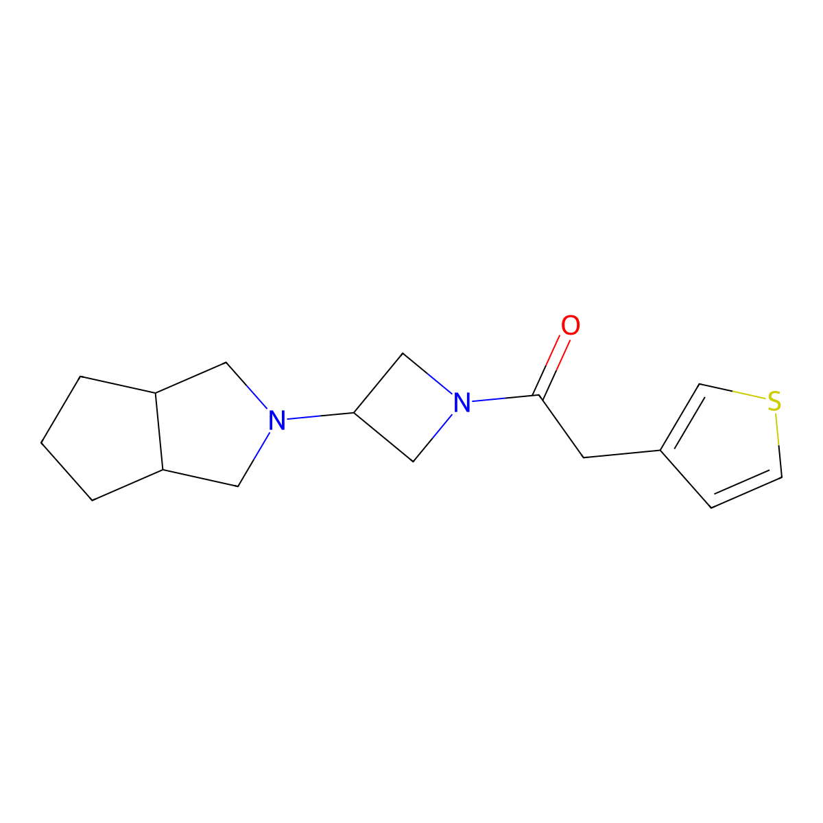 1-(3-{Octahydrocyclopenta[c]pyrrol-2-yl}azetidin-1-yl)-2-(thiophen-3-yl)ethan-1-one molecular structure, CAS 2415454-27-0