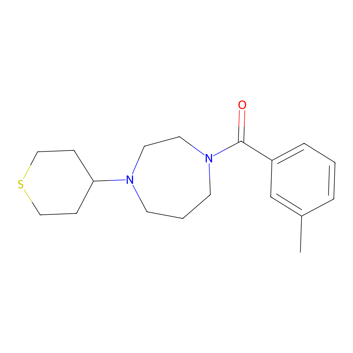 1-(3-Methylbenzoyl)-4-(thian-4-yl)-1,4-diazepane molecular structure, CAS 2415454-34-9