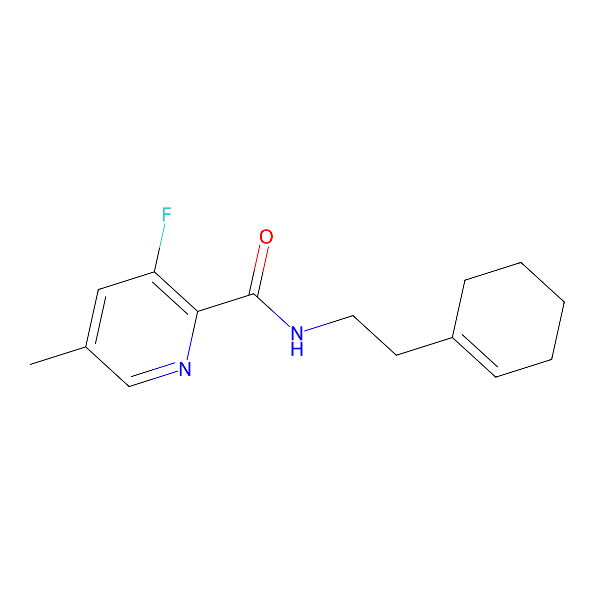 N-[2-(cyclohex-1-en-1-yl)ethyl]-3-fluoro-5-methylpyridine-2-carboxamide molecular structure, CAS 2415454-35-0