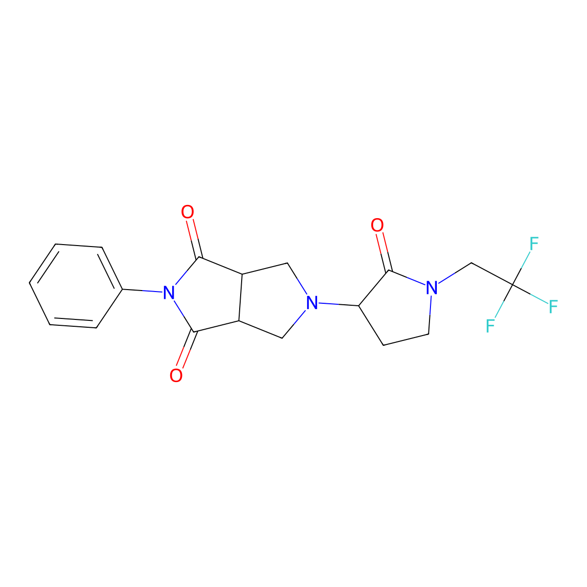 5-[2-Oxo-1-(2,2,2-trifluoroethyl)pyrrolidin-3-yl]-2-phenyl-octahydropyrrolo[3,4-c]pyrrole-1,3-dione molecular structure, CAS 2415454-41-8