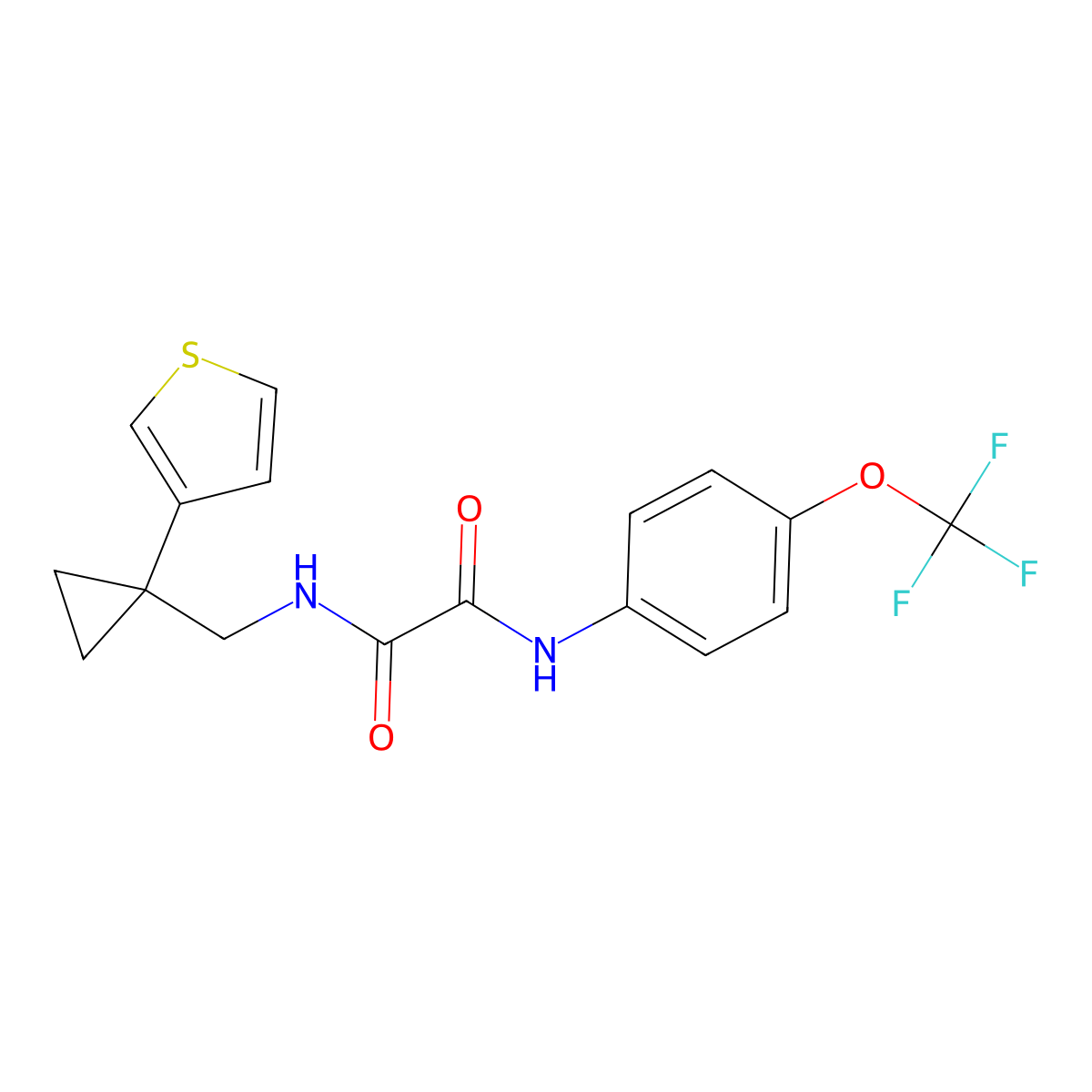 N-{[1-(thiophen-3-yl)cyclopropyl]methyl}-N'-[4-(trifluoromethoxy)phenyl]ethanediamide molecular structure, CAS 2415454-42-9