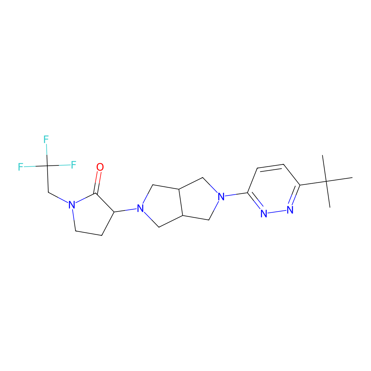 3-[5-(6-Tert-butylpyridazin-3-yl)-octahydropyrrolo[3,4-c]pyrrol-2-yl]-1-(2,2,2-trifluoroethyl)pyrrolidin-2-one molecular structure, CAS 2415454-46-3
