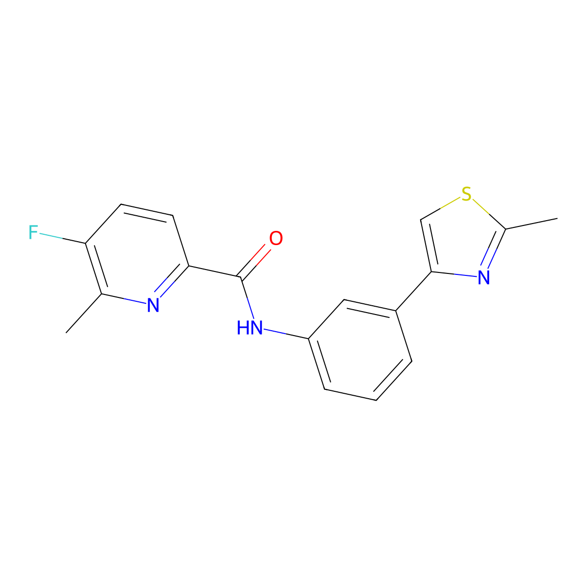 5-fluoro-6-methyl-N-[3-(2-methyl-1,3-thiazol-4-yl)phenyl]pyridine-2-carboxamide molecular structure, CAS 2415454-50-9