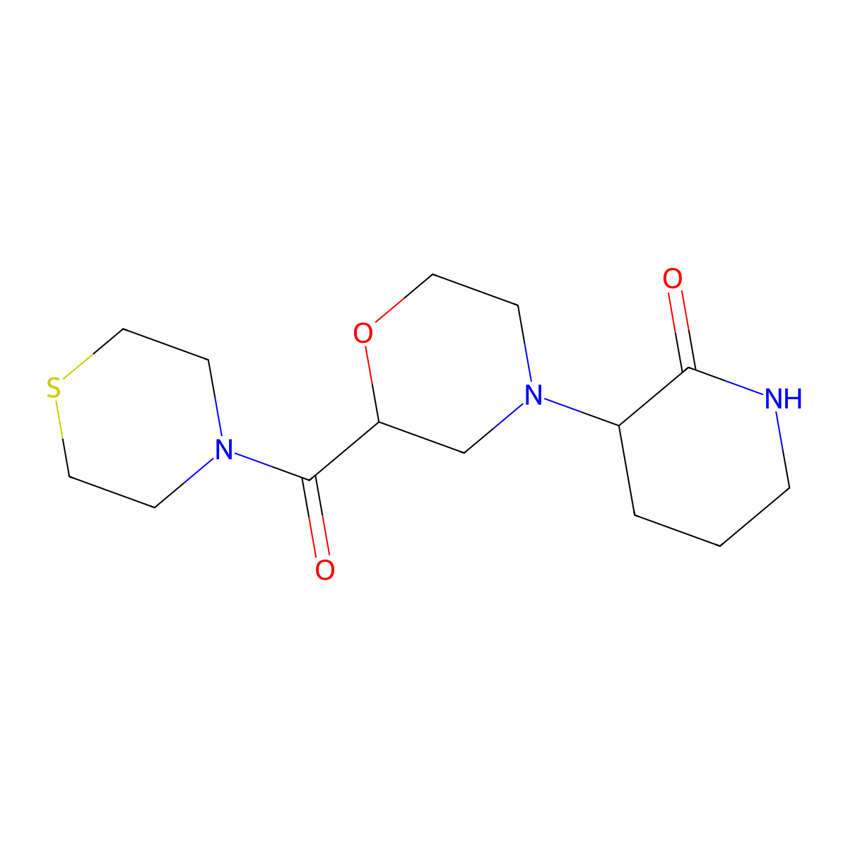 3-[2-(Thiomorpholine-4-carbonyl)morpholin-4-yl]piperidin-2-one molecular structure, CAS 2415454-58-7
