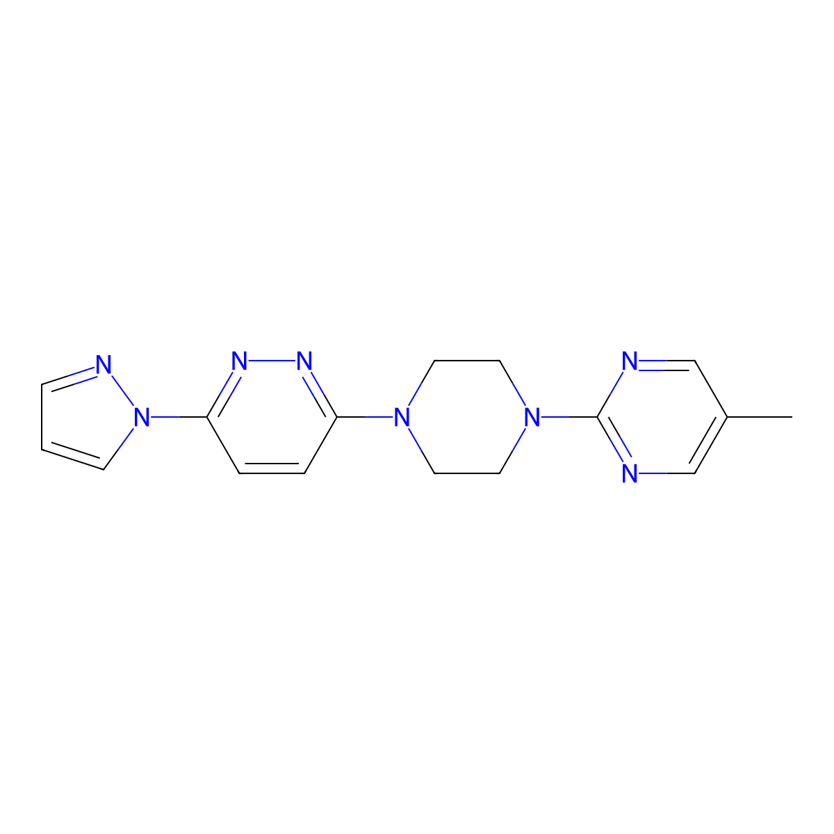 3-[4-(5-methylpyrimidin-2-yl)piperazin-1-yl]-6-(1H-pyrazol-1-yl)pyridazine molecular structure, CAS 2415454-64-5