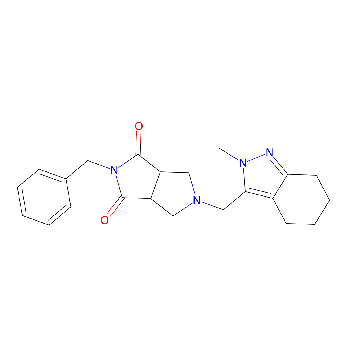 2-benzyl-5-[(2-methyl-4,5,6,7-tetrahydro-2H-indazol-3-yl)methyl]-octahydropyrrolo[3,4-c]pyrrole-1,3-dione molecular structure, CAS 2415454-71-4