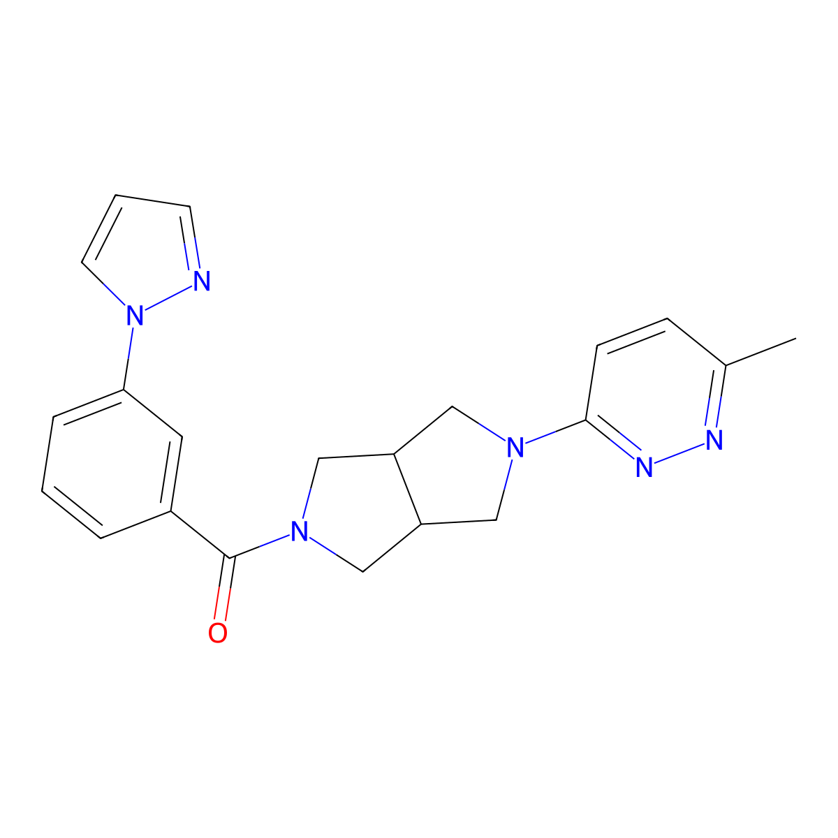 3-methyl-6-{5-[3-(1H-pyrazol-1-yl)benzoyl]-octahydropyrrolo[3,4-c]pyrrol-2-yl}pyridazine molecular structure, CAS 2415454-80-5
