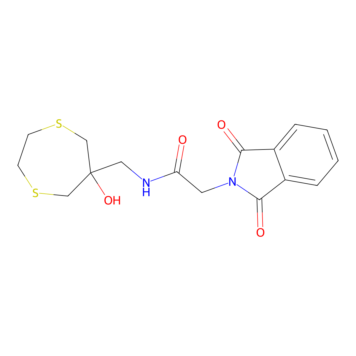2-(1,3-dioxo-2,3-dihydro-1H-isoindol-2-yl)-N-[(6-hydroxy-1,4-dithiepan-6-yl)methyl]acetamide molecular structure, CAS 2415454-81-6