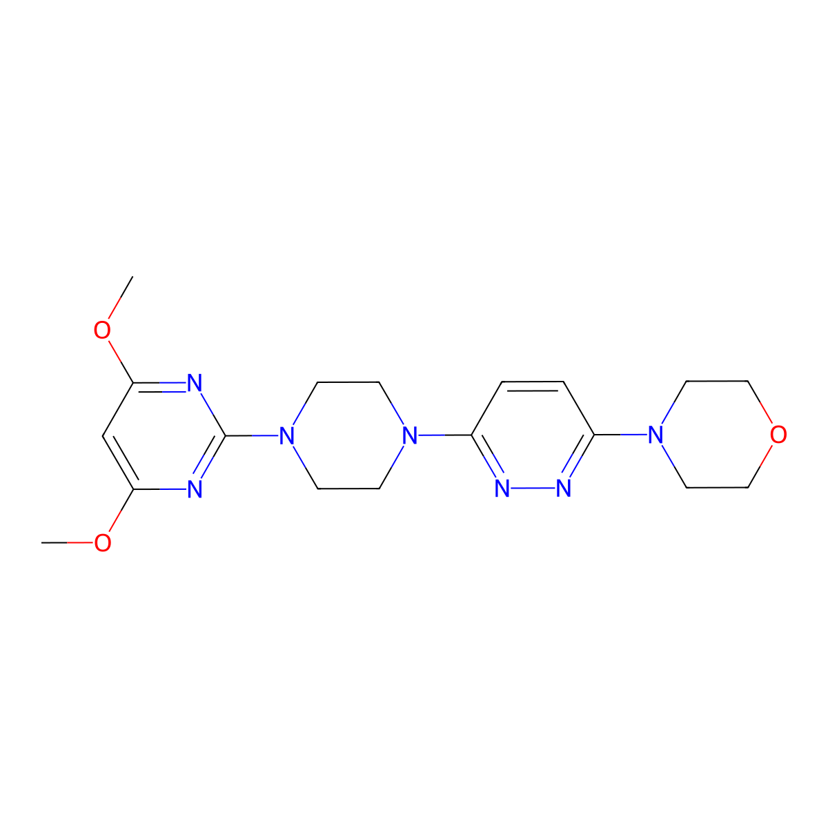 4-{6-[4-(4,6-Dimethoxypyrimidin-2-yl)piperazin-1-yl]pyridazin-3-yl}morpholine molecular structure, CAS 2415454-84-9