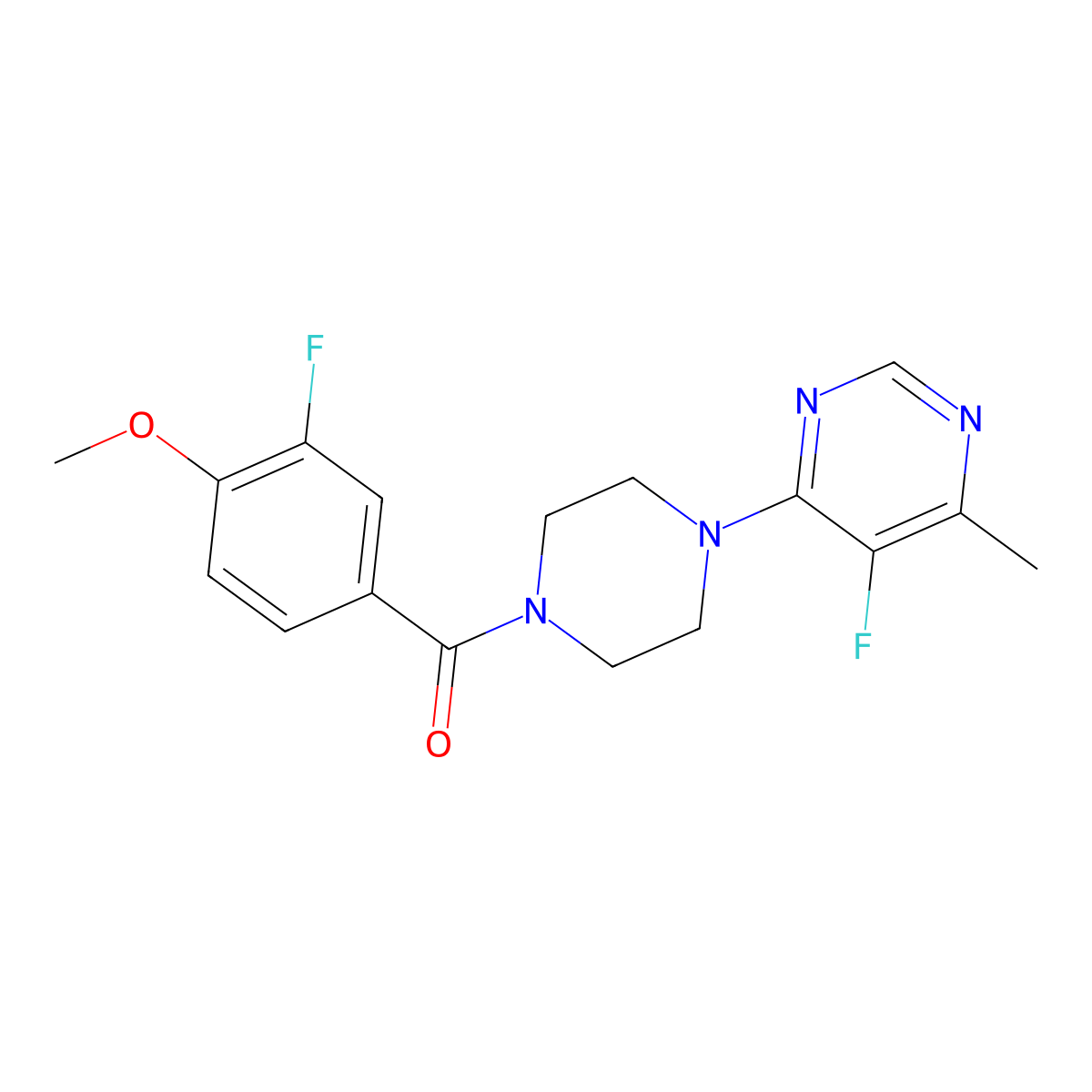 5-Fluoro-4-[4-(3-fluoro-4-methoxybenzoyl)piperazin-1-yl]-6-methylpyrimidine molecular structure, CAS 2415454-88-3