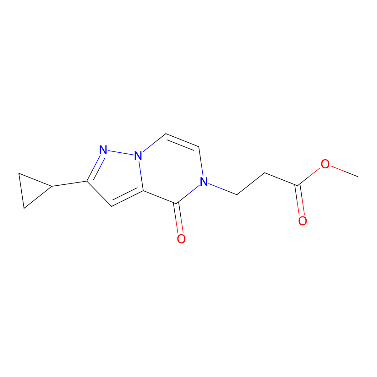 Methyl 3-(2-cyclopropyl-4-oxopyrazolo[1,5-a]pyrazin-5-yl)propanoate molecular structure, CAS 2415454-89-4