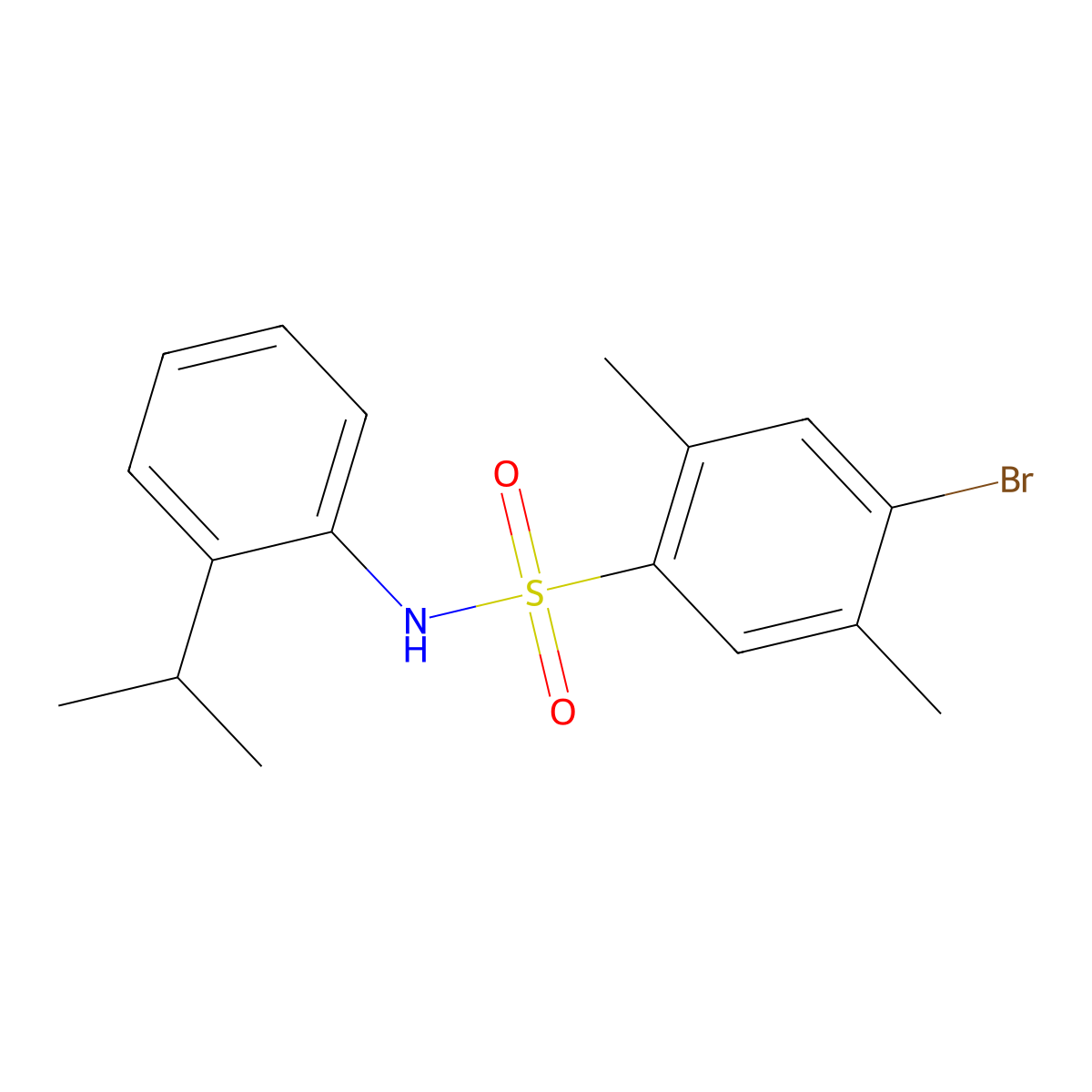 4-bromo-2,5-dimethyl-N-[2-(propan-2-yl)phenyl]benzene-1-sulfonamide molecular structure, CAS 2415454-90-7