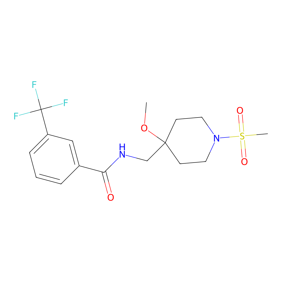 N-[(1-methanesulfonyl-4-methoxypiperidin-4-yl)methyl]-3-(trifluoromethyl)benzamide molecular structure, CAS 2415454-91-8