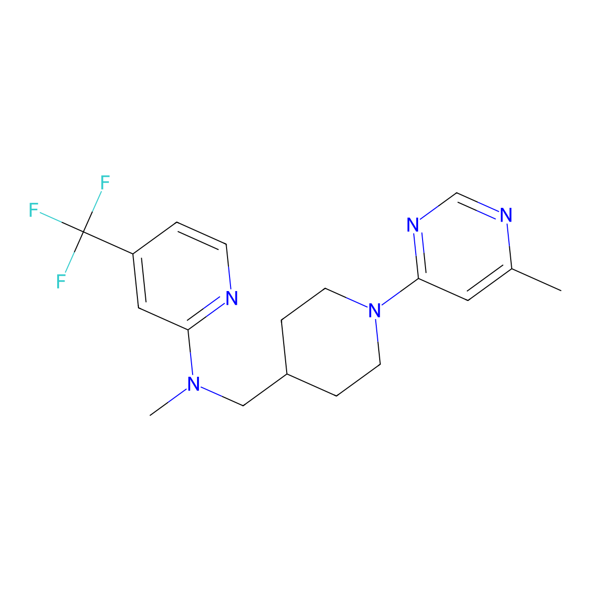 N-methyl-N-{[1-(6-methylpyrimidin-4-yl)piperidin-4-yl]methyl}-4-(trifluoromethyl)pyridin-2-amine molecular structure, CAS 2415454-96-3