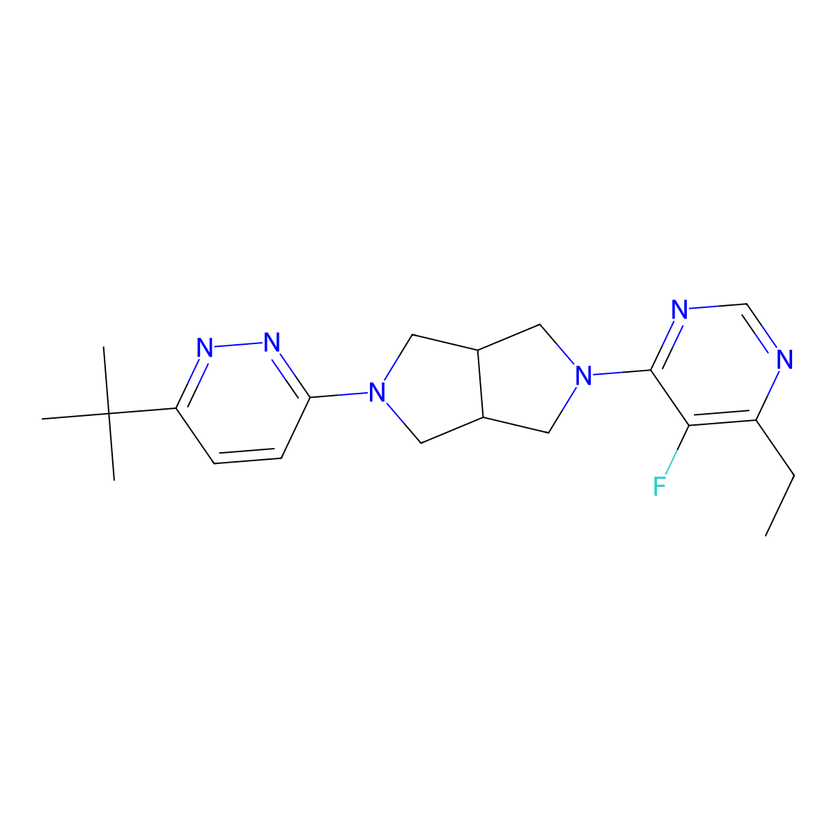 4-[5-(6-Tert-butylpyridazin-3-yl)-octahydropyrrolo[3,4-c]pyrrol-2-yl]-6-ethyl-5-fluoropyrimidine molecular structure, CAS 2415454-99-6