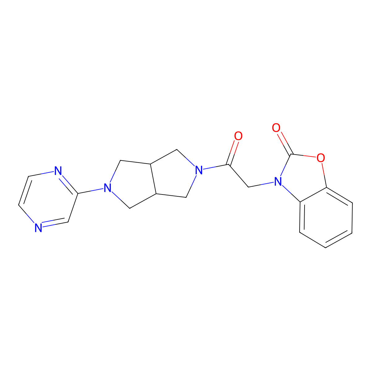 3-{2-Oxo-2-[5-(pyrazin-2-yl)-octahydropyrrolo[3,4-c]pyrrol-2-yl]ethyl}-2,3-dihydro-1,3-benzoxazol-2-one molecular structure, CAS 2415455-03-5