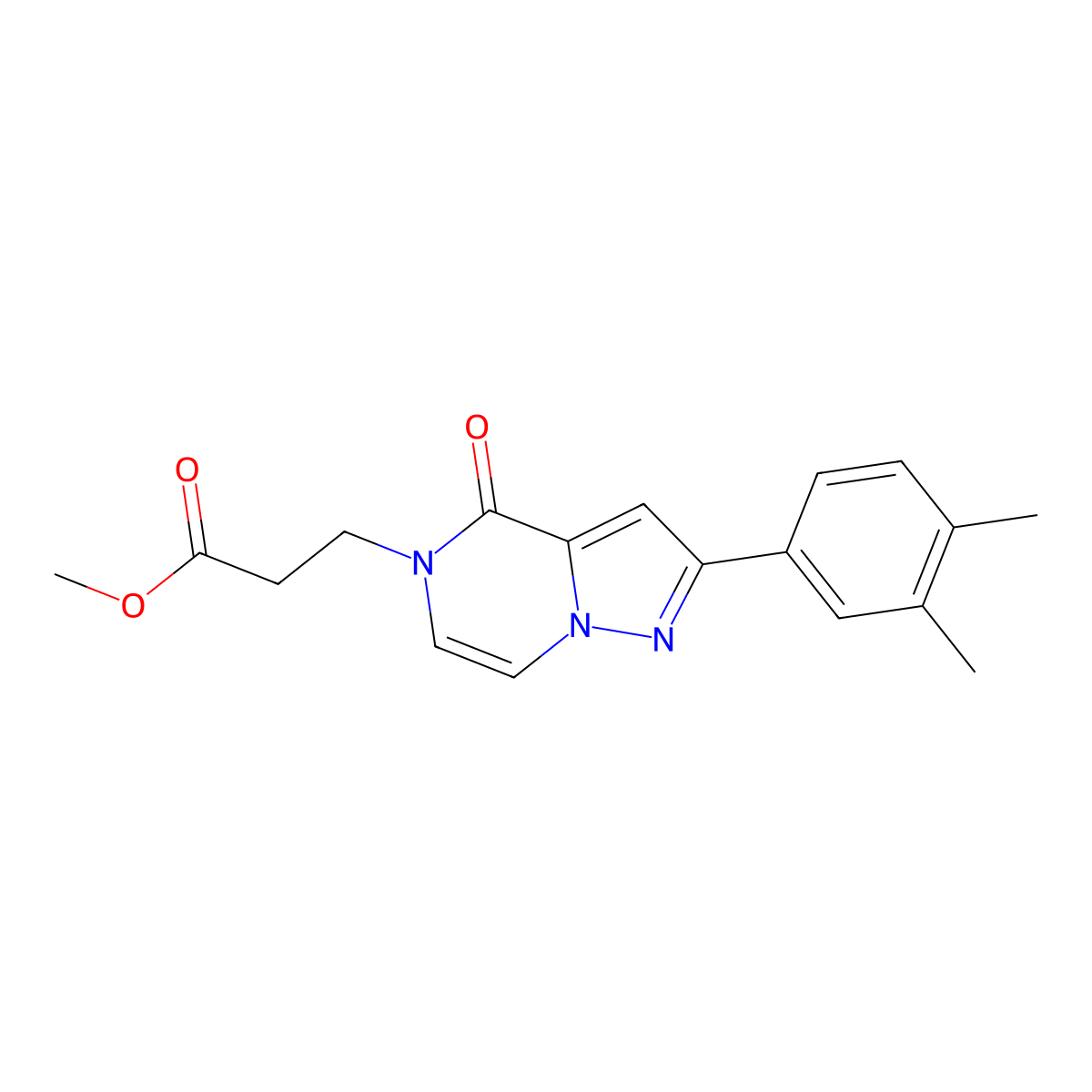 methyl 3-[2-(3,4-dimethylphenyl)-4-oxo-4H,5H-pyrazolo[1,5-a]pyrazin-5-yl]propanoate molecular structure, CAS 2415455-06-8