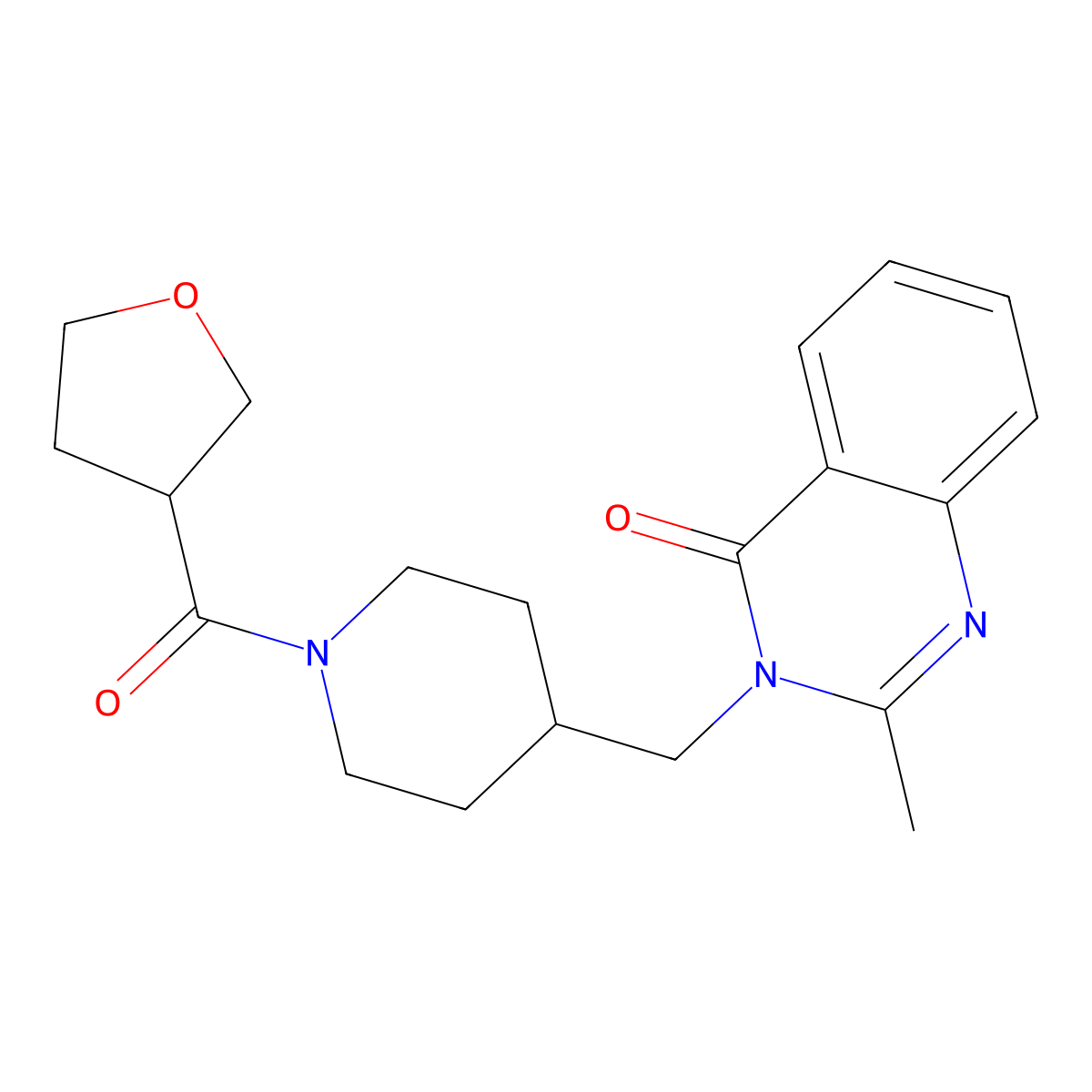 2-Methyl-3-{[1-(oxolane-3-carbonyl)piperidin-4-yl]methyl}-3,4-dihydroquinazolin-4-one molecular structure, CAS 2415455-10-4