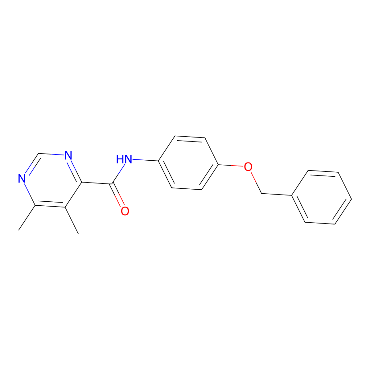 N-[4-(benzyloxy)phenyl]-5,6-dimethylpyrimidine-4-carboxamide molecular structure, CAS 2415455-15-9
