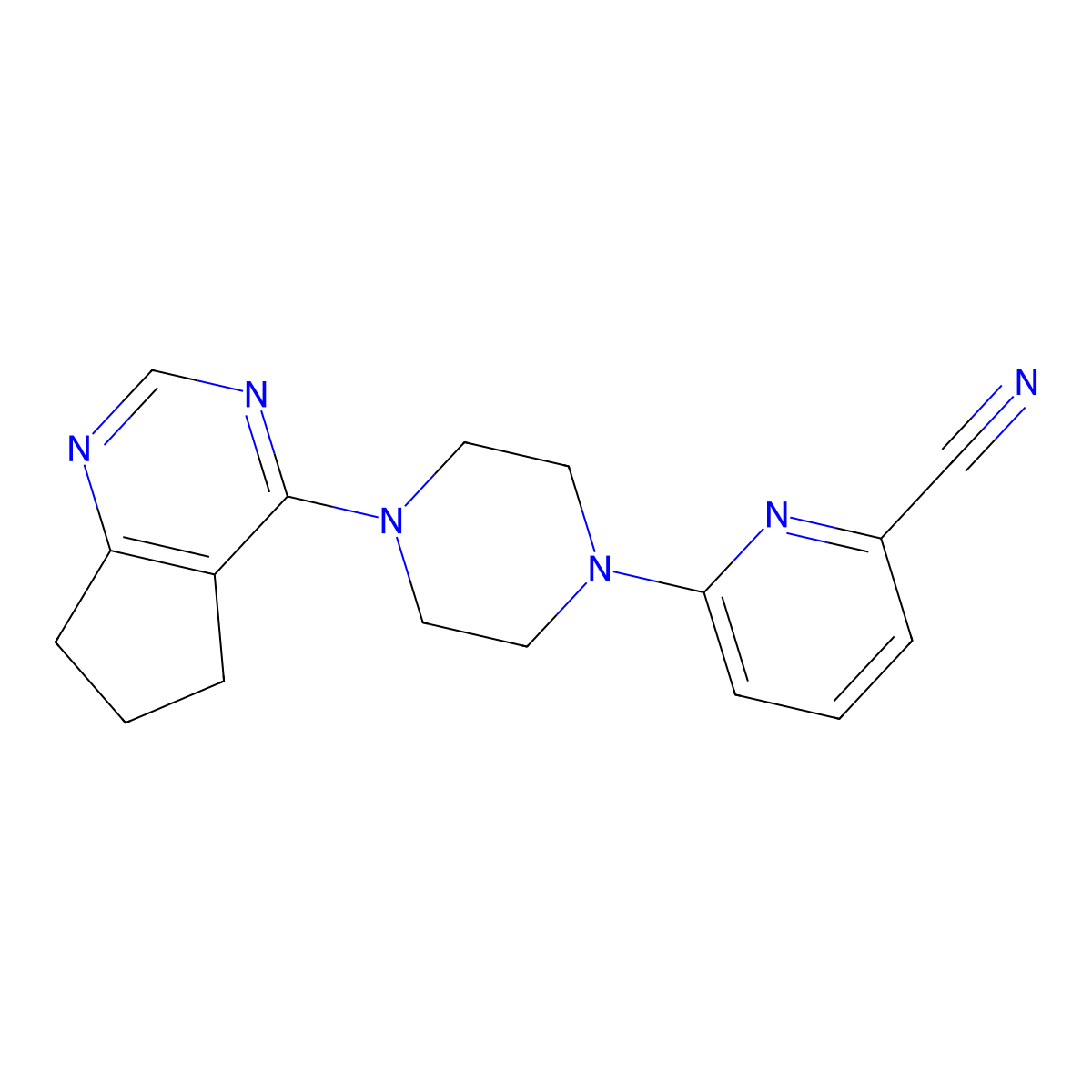 6-(4-{5H,6H,7H-cyclopenta[d]pyrimidin-4-yl}piperazin-1-yl)pyridine-2-carbonitrile molecular structure, CAS 2415455-16-0