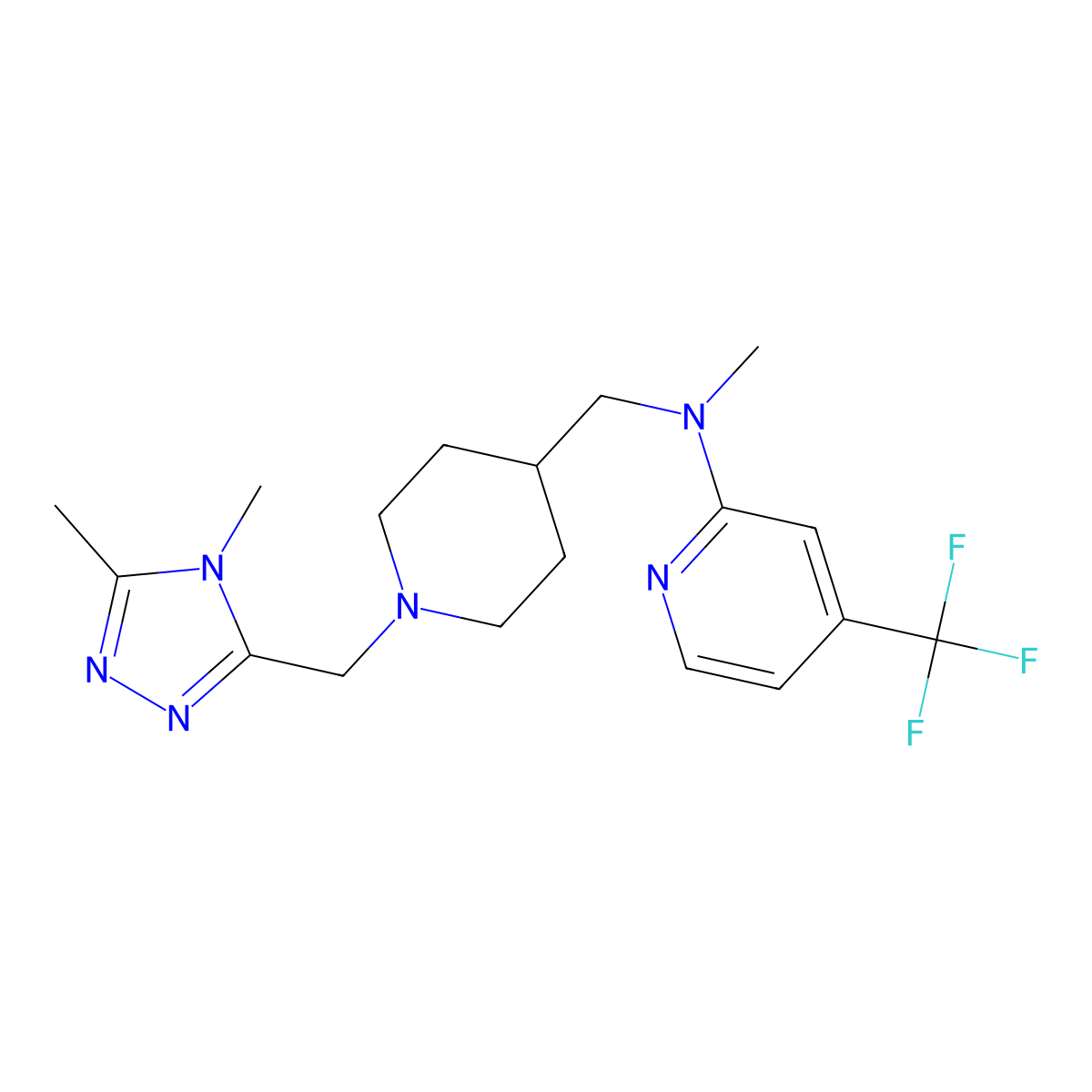 N-({1-[(4,5-dimethyl-4H-1,2,4-triazol-3-yl)methyl]piperidin-4-yl}methyl)-N-methyl-4-(trifluoromethyl)pyridin-2-amine molecular structure, CAS 2415455-20-6