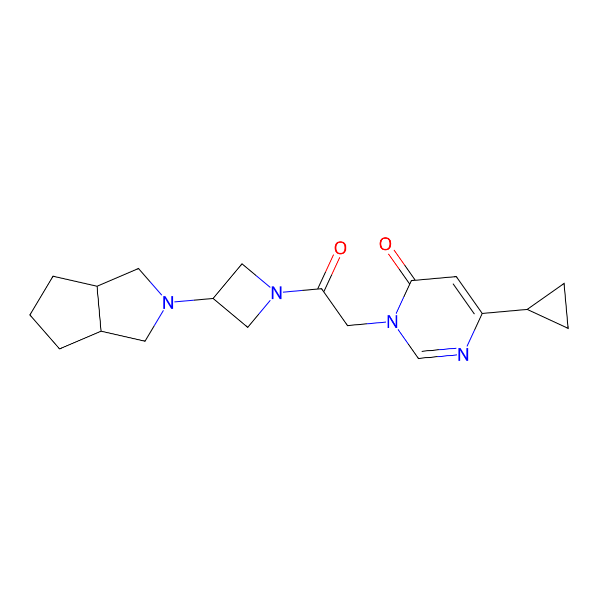 6-Cyclopropyl-3-[2-(3-{octahydrocyclopenta[c]pyrrol-2-yl}azetidin-1-yl)-2-oxoethyl]-3,4-dihydropyrimidin-4-one molecular structure, CAS 2415455-22-8