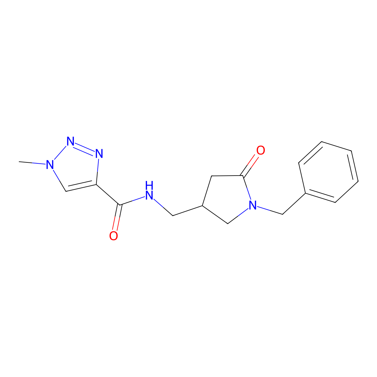 N-[(1-benzyl-5-oxopyrrolidin-3-yl)methyl]-1-methyl-1H-1,2,3-triazole-4-carboxamide molecular structure, CAS 2415455-23-9