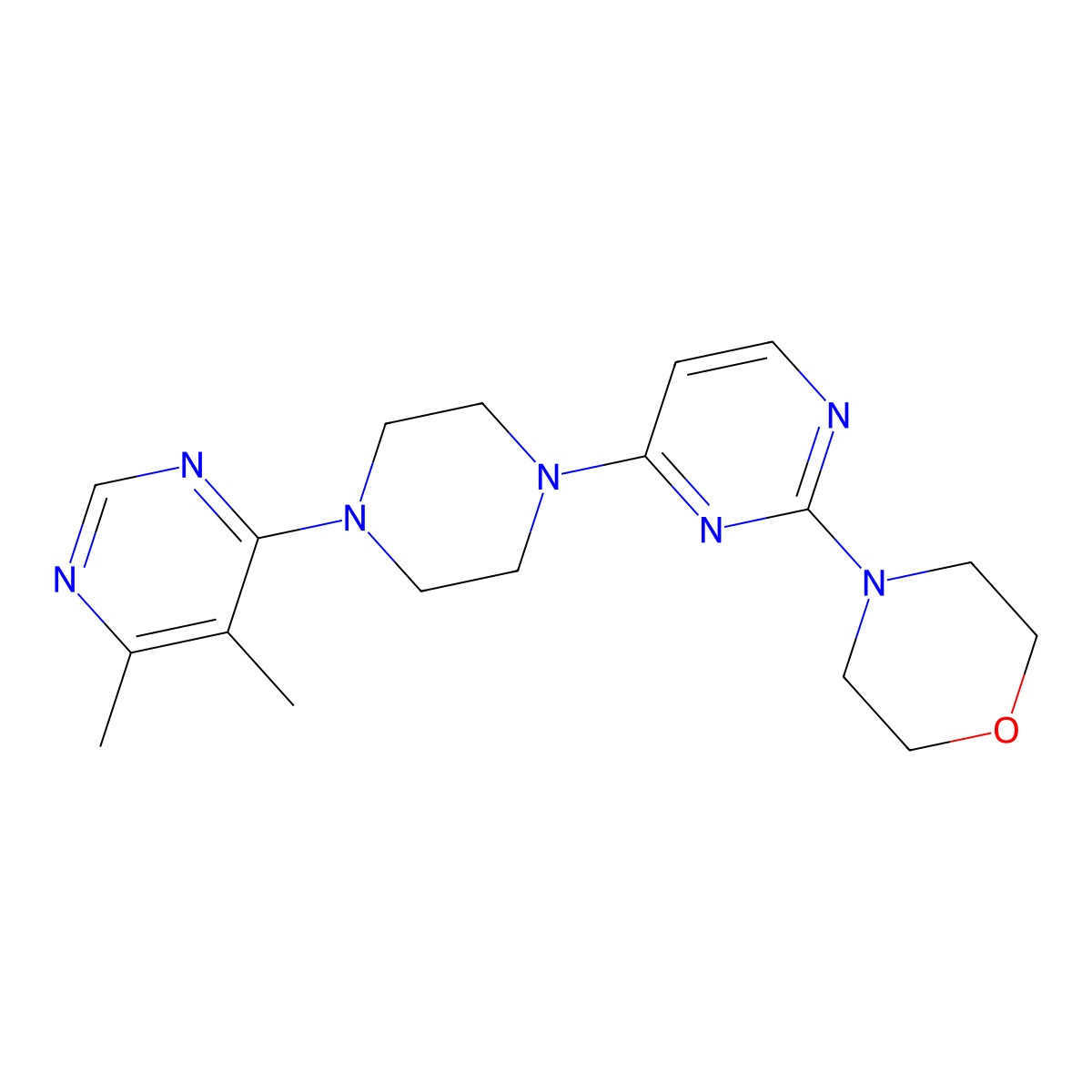 4-{4-[4-(5,6-Dimethylpyrimidin-4-yl)piperazin-1-yl]pyrimidin-2-yl}morpholine molecular structure, CAS 2415455-24-0